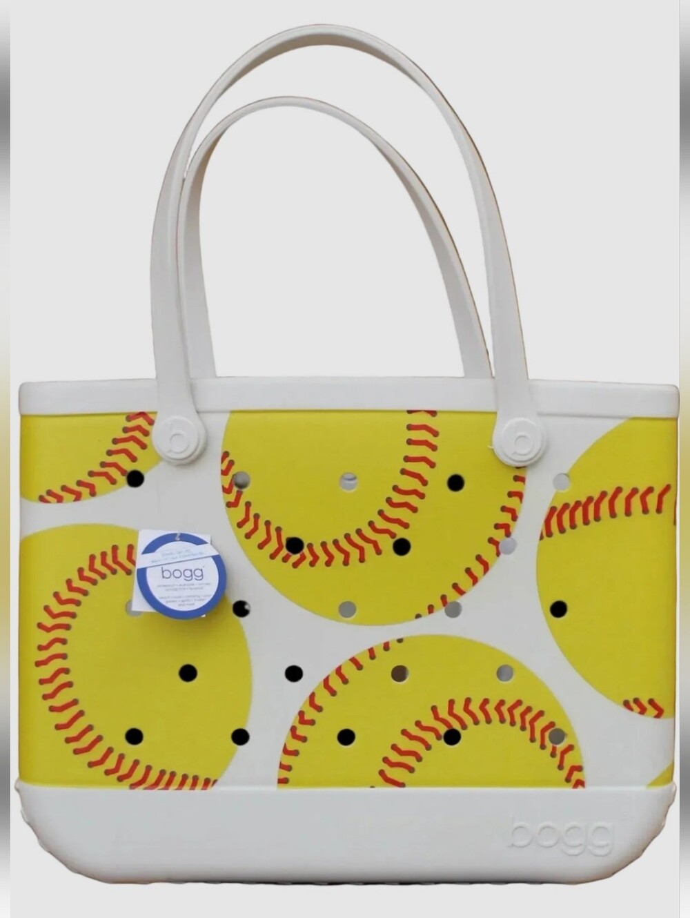 XL Bogg Bag. Yellow Softball Print Tote. Sports Mom